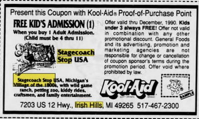 Stagecoach Stop - Apr 1990 Ad